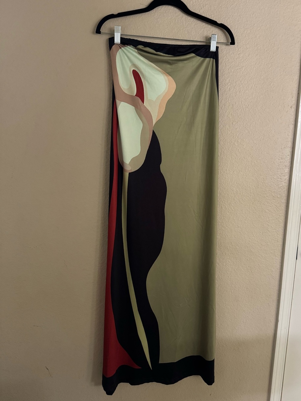 Olive Floral Print Midi Dress - Unbranded